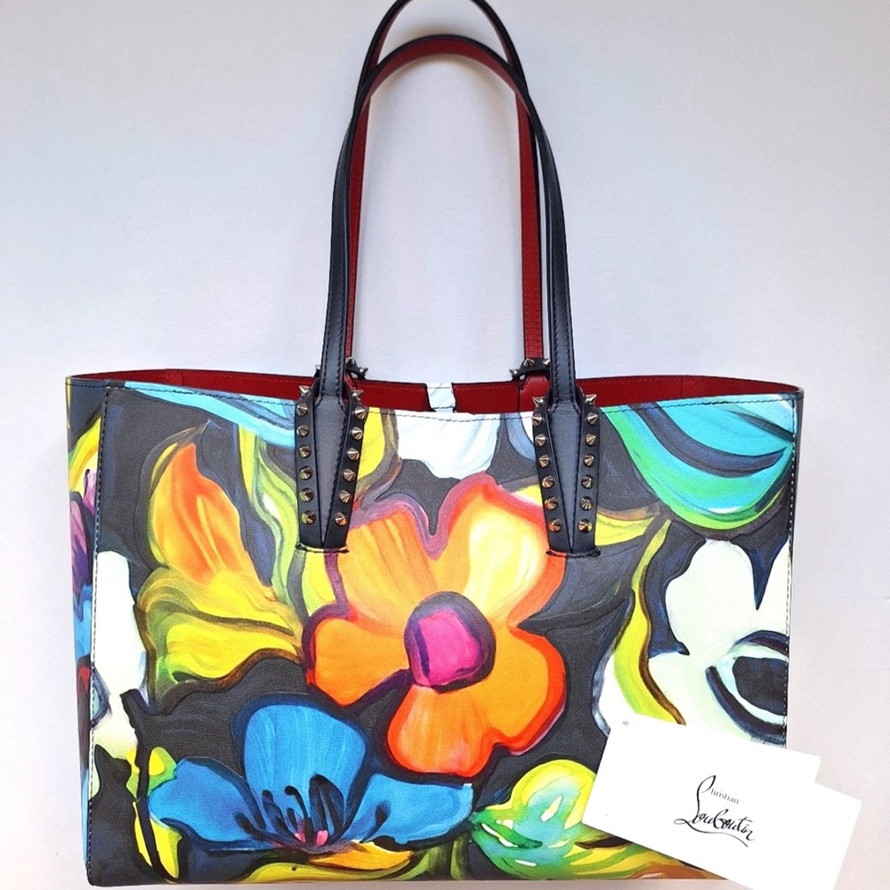 Christian Louboutin Cabata Flower Calfskin Leather Tote Detac G2U New w/Tags